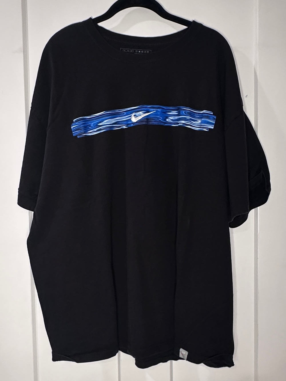Nike Y2K Black Short Sleeve Tee with Blue Wave Graphic